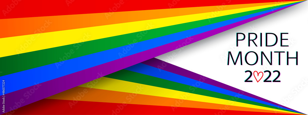 Wall mural LGBT Pride Month 2022 vector concept. Freedom rainbow flag on white background.