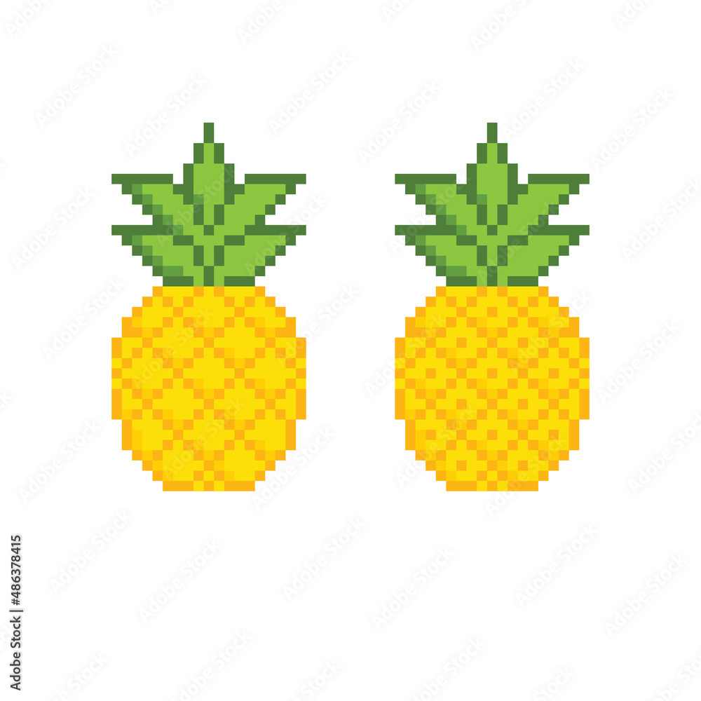 Poster pixel pineapple icon vector pixel art element for 8 bit game
