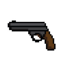 pixel gun icon, vector pixel pistol sign for 8 bit game
