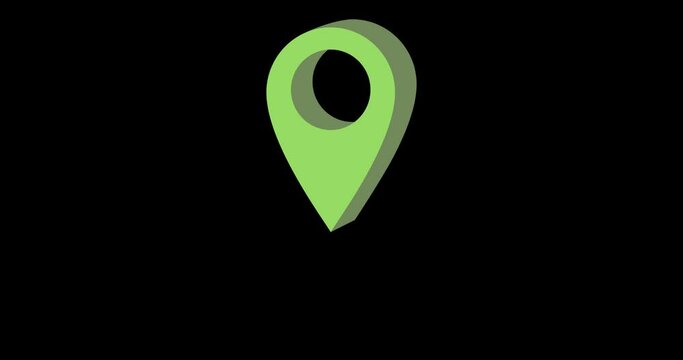 GPS location pointer animated icon. 4K. Green