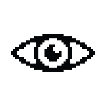 Pixel  Eye Icon Vector Pixel Art Element For 8 Bit Game