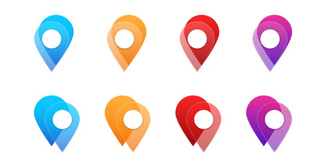 Set of location pin icon, GPS location symbol, Map marker symbol, Infographic Business Element, vector illustration