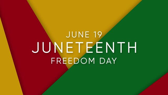 Juneteenth freedom day or liberation day animated 4k footage. Emancipation day. Animation transition at the beginning. Blue chroma key for cutting.