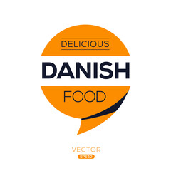 Creative (Danish food) logo, sticker, badge, label, vector illustration.