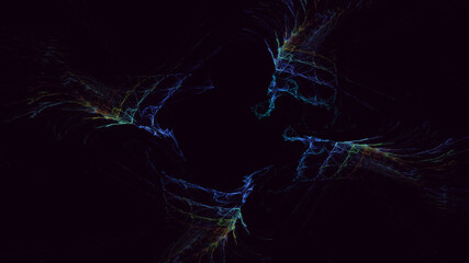 3D rendering abstract multicolor fractal light background