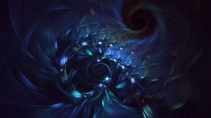 3D rendering abstract multicolor fractal light background