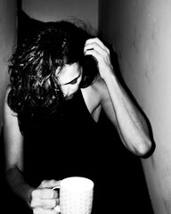 woman drinking coffee