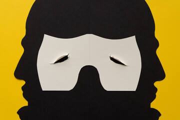 black and yellow abstract background with paper mask