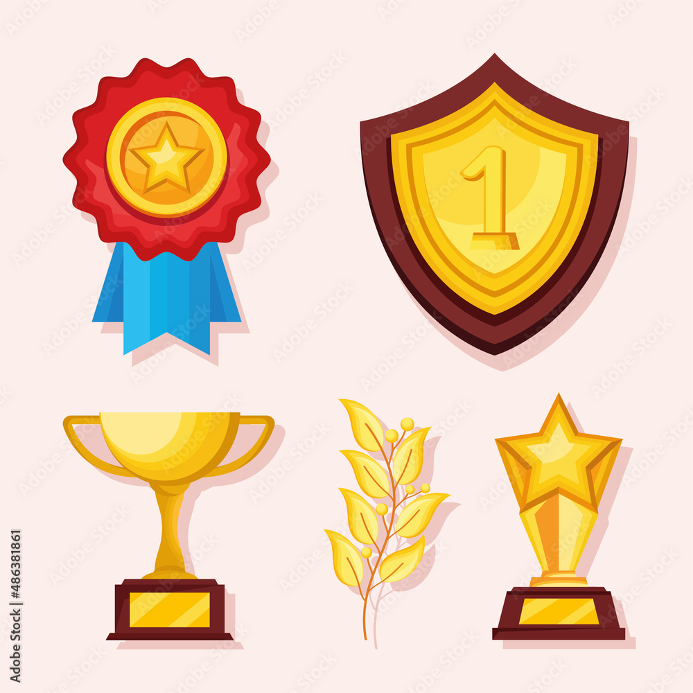 Sticker golden awards five icons