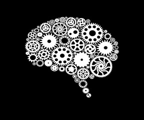 Brain build out of cogs Innovation with ideas and concepts 