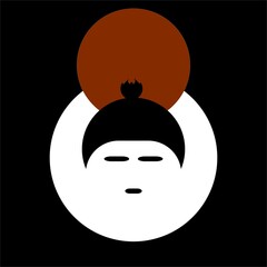 japanese face on white background