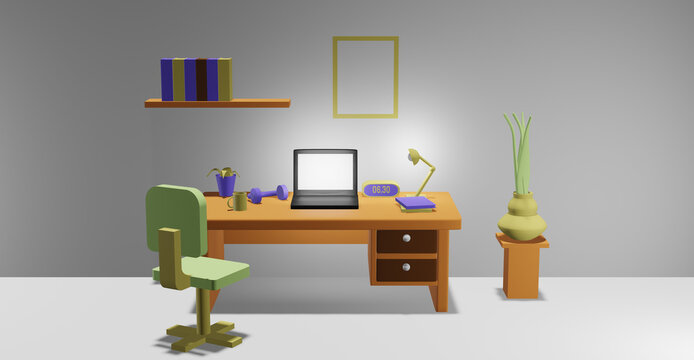 3d render illustration of workspace