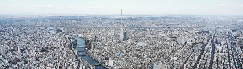 Fotobehang 東京スカイツリーと隅田川 / Aerial view of Tokyo and Sumida river © tokyo studio