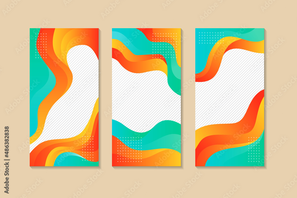 Poster design set of vertical modern backgrounds, vector layered. a4 abstract color 3d paper art illustrati