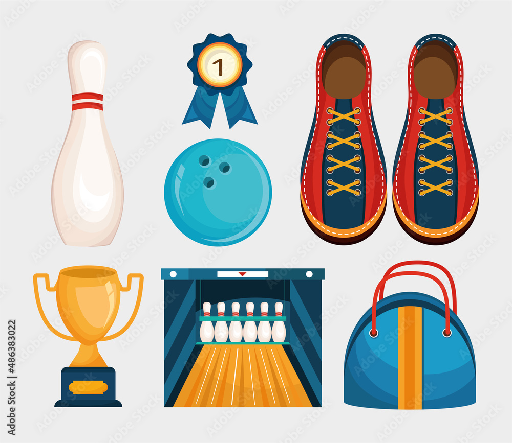 Poster seven bowling sport icons