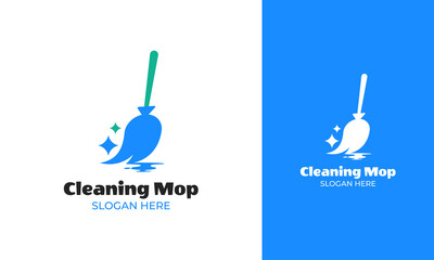 Simple mop logo design. Symbol for clean the floor with water