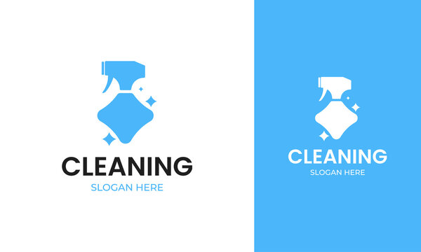 Spray bottle logo for cleaning service identity. The symbol with shiny concept