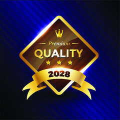 Golden Label With Ribbon