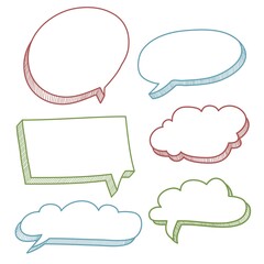 Doodle set of comic speech bubbles. isolated on white background. vector illustration