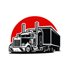 Semi truck 18 wheeler freight trucking vector isolated in white background