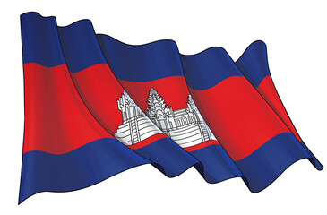 Waving Flag of Cambodia