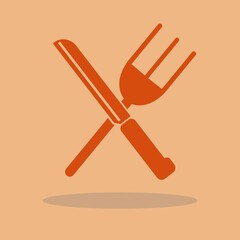 Knife and folk vector icon illustration sign