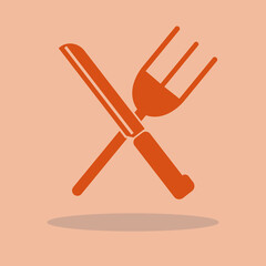 Knife and folk vector icon illustration sign