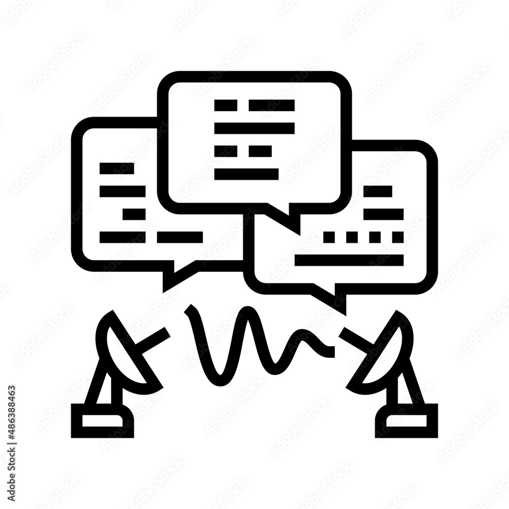 Poster communication process line icon vector. communication process sign. isolated contour symbol black il