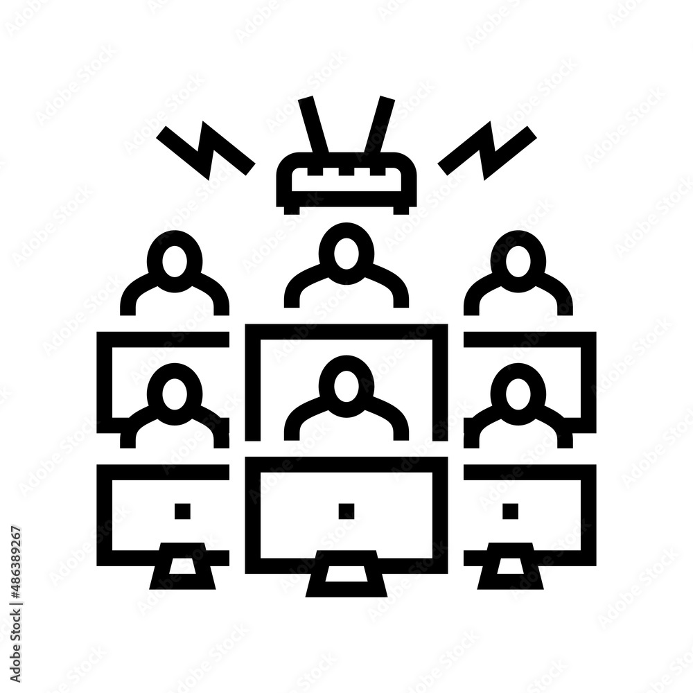 Poster network connection line icon vector. network connection sign. isolated contour symbol black illustra