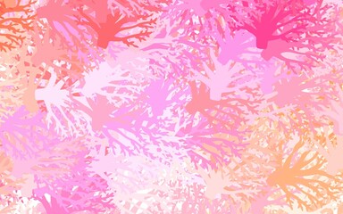 Light Pink, Yellow vector abstract design with leaves, branches.