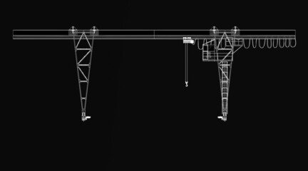 Gantry crane 3d model isolated on background  - 486390407
