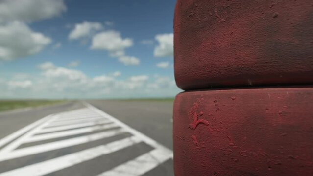 Protection wall of tires at the racing track