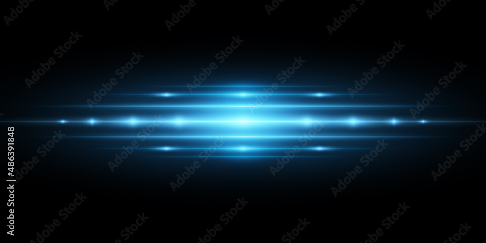 Poster hi-tech blue light effect isolated on black background. vector flash for your project. lens flare an