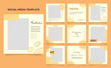 social media instagram and facebook feed post template in yellow color