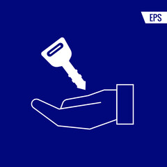 Key in hand vector icon illustration sign