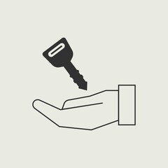 Key in hand vector icon illustration sign