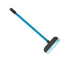 Floor brush, long-handled mop. Cleaning equipment. Vector illustration in cartoon childish style with outline. Isolated funny clipart. cute print.