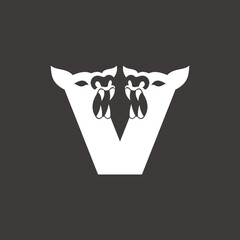 Logo design of two angry dog ​​heads facing each other with their necks crossed in a V shape.