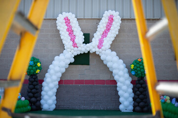 Easter Balloons and a yellow ladder