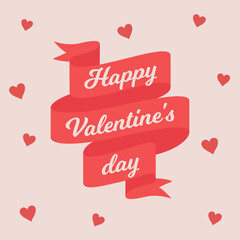 Happy Valentines Day, Ribbons, Greeting card