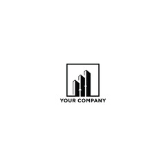 Vector logo concept for accounting or real estate. Logo design with commercial building and bar graph