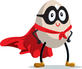 Superhero Egg Wearing Cape and Mask Vector Cartoon Illustration