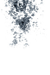 Clear water with air bubbles on white background