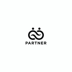 Partner Network Logo Design Template Two people team together 