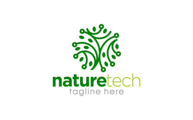 Illustration vector graphic of green nature technology logo design template