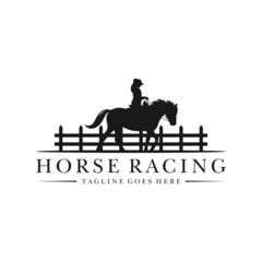 horse racing sports field illustration logo