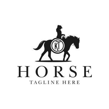 horse farm illustration logo with letters KT