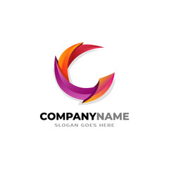 Obraz premium Letter c logo icon design template elements, gradient, colorful, simple.