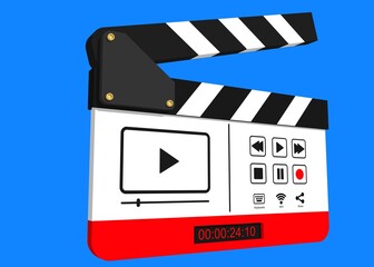 Streaming Clapper for Studio Production.  clapper-slate 3D - Digital-Online sign.