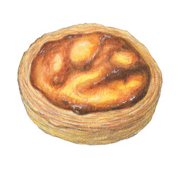 ポルトガルエッグ　手描きスイーツイラスト